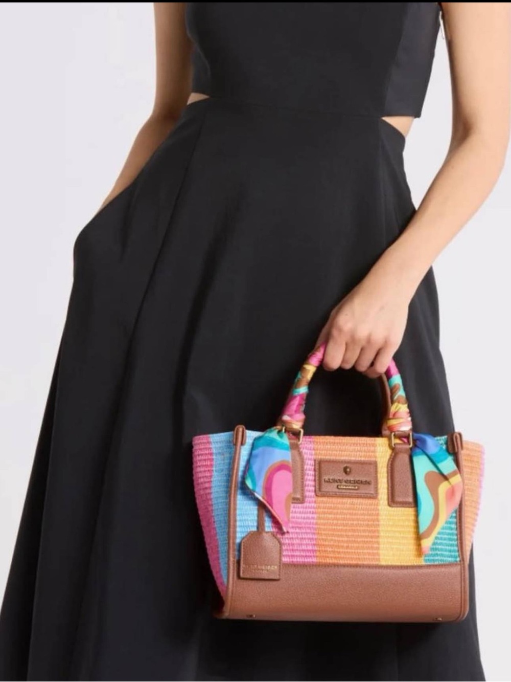 Kurt Geiger multicolored ,scarf satchel,adjustable logo crossbody strap bag